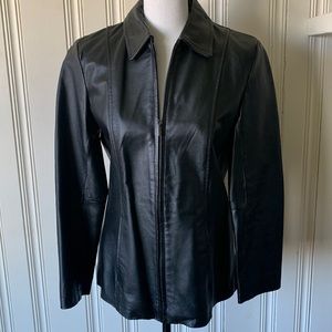 Dialogue Black Leather Jacket Size XS